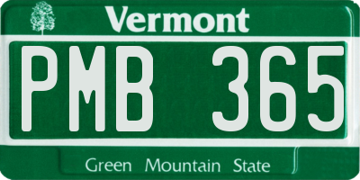VT license plate PMB365