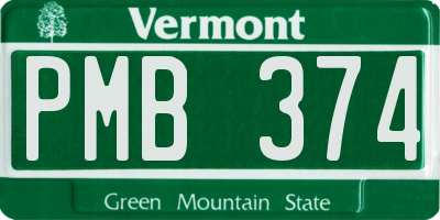 VT license plate PMB374
