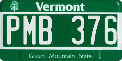 VT license plate PMB376
