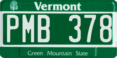 VT license plate PMB378