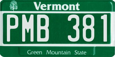 VT license plate PMB381