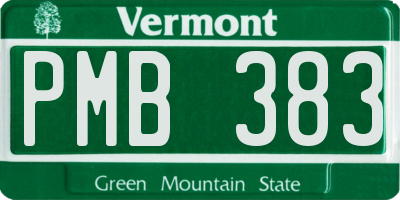 VT license plate PMB383