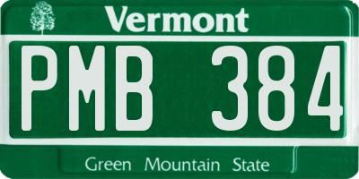 VT license plate PMB384