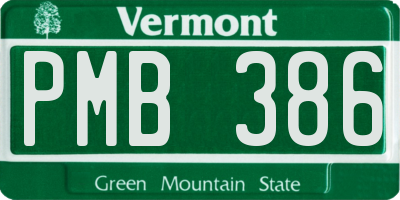 VT license plate PMB386