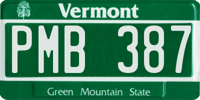 VT license plate PMB387