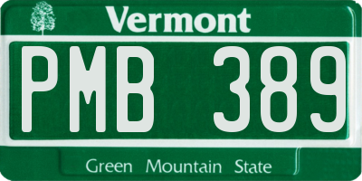 VT license plate PMB389