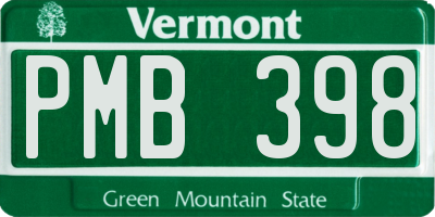 VT license plate PMB398