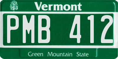 VT license plate PMB412