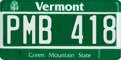 VT license plate PMB418