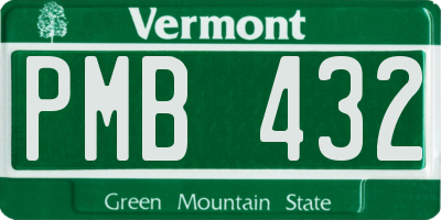 VT license plate PMB432