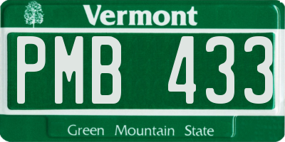 VT license plate PMB433
