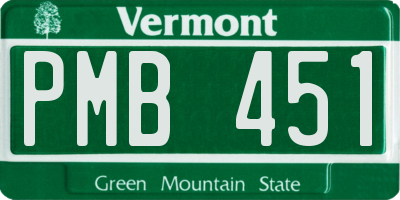 VT license plate PMB451