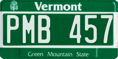 VT license plate PMB457