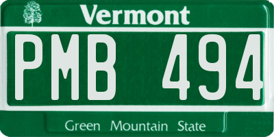 VT license plate PMB494