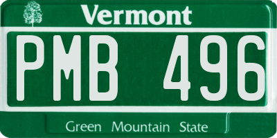 VT license plate PMB496