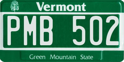 VT license plate PMB502