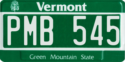 VT license plate PMB545