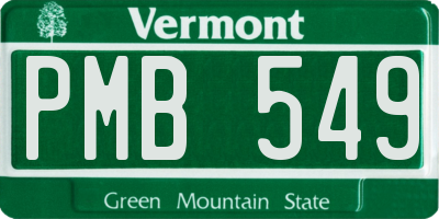VT license plate PMB549