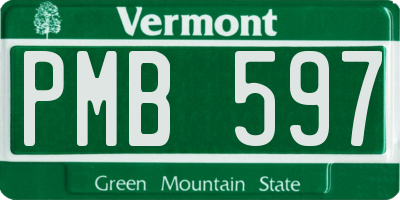 VT license plate PMB597