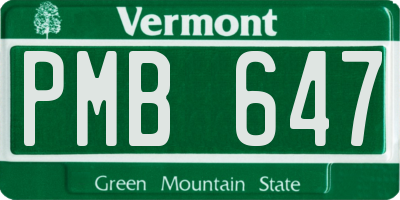 VT license plate PMB647