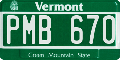 VT license plate PMB670