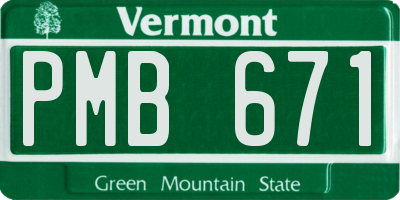 VT license plate PMB671