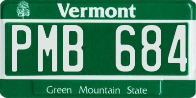 VT license plate PMB684