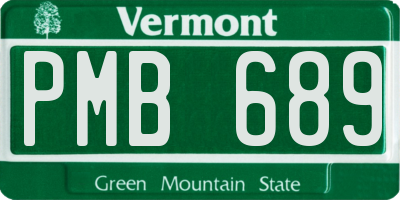 VT license plate PMB689