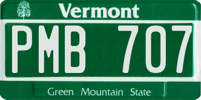 VT license plate PMB707