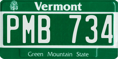 VT license plate PMB734