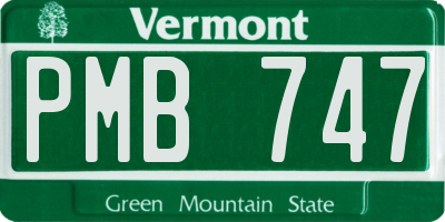 VT license plate PMB747