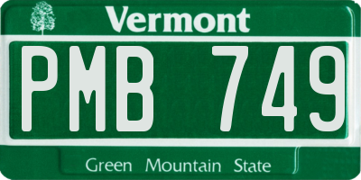 VT license plate PMB749
