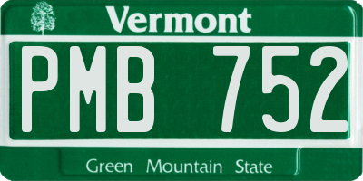 VT license plate PMB752