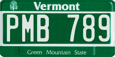 VT license plate PMB789