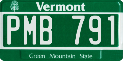 VT license plate PMB791