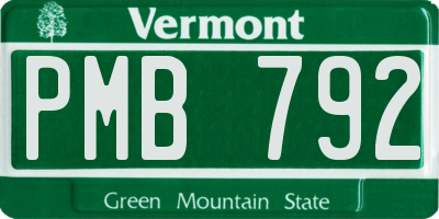 VT license plate PMB792