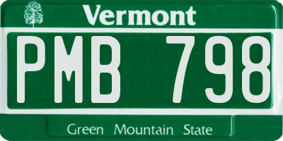 VT license plate PMB798