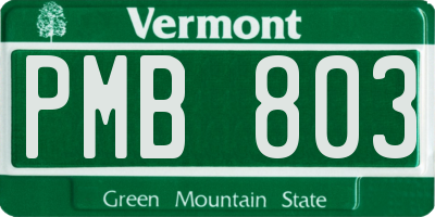 VT license plate PMB803