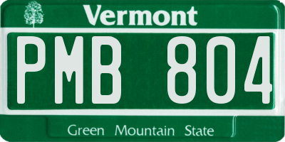 VT license plate PMB804