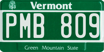 VT license plate PMB809