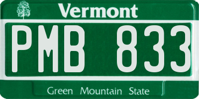 VT license plate PMB833