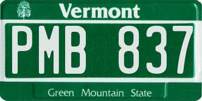 VT license plate PMB837