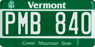 VT license plate PMB840