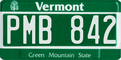 VT license plate PMB842