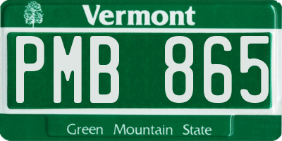 VT license plate PMB865