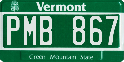 VT license plate PMB867