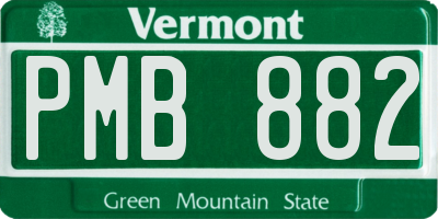 VT license plate PMB882