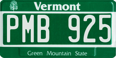VT license plate PMB925