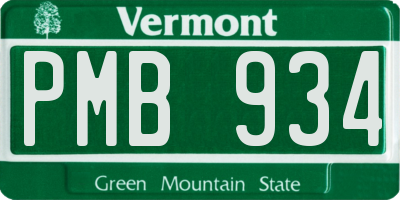 VT license plate PMB934