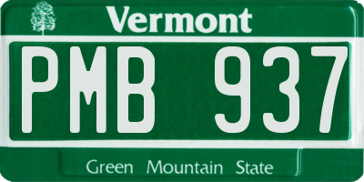 VT license plate PMB937